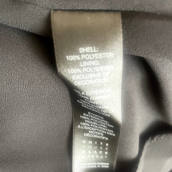 White House Black Market High/Low Embroidered Black Blouse Sz 4 - Picture 8 of 8